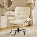 Labelle 24.8'' W Cross-Legged Office Chair with Flip-up Arms, Ergonomic Swivel Executive Chair With Headrest