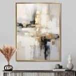 Essential Bliss Minimalism Abstract Gold Painting - Grey Abstract Painting Canvas Print