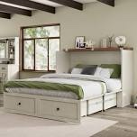 incomplete Paramount Queen Trifold Cabinet Bed With Mattress And Storage Drawers, Ivory Oak, Box 1 Of 2