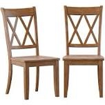 oak finish double x back side chair