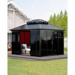 incomplete box 6/8Hardtop Gazebo Solarium, All-Aluminum Enclosed Sunroom with Sliding Doors for Patio