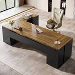85.8" l-shaped executive desk with file cabinet