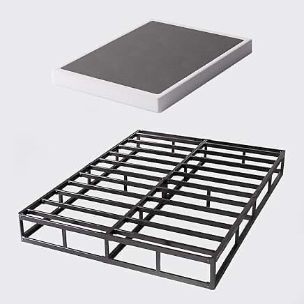 zinus metal box spring with wood slats, 9 inch mattress foundation, sturdy steel structure, easy assembly, full