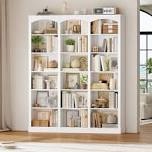 huckins 71.2" h x 63.4" w standard bookcase with adjustable shelves, wood storage bookshelves