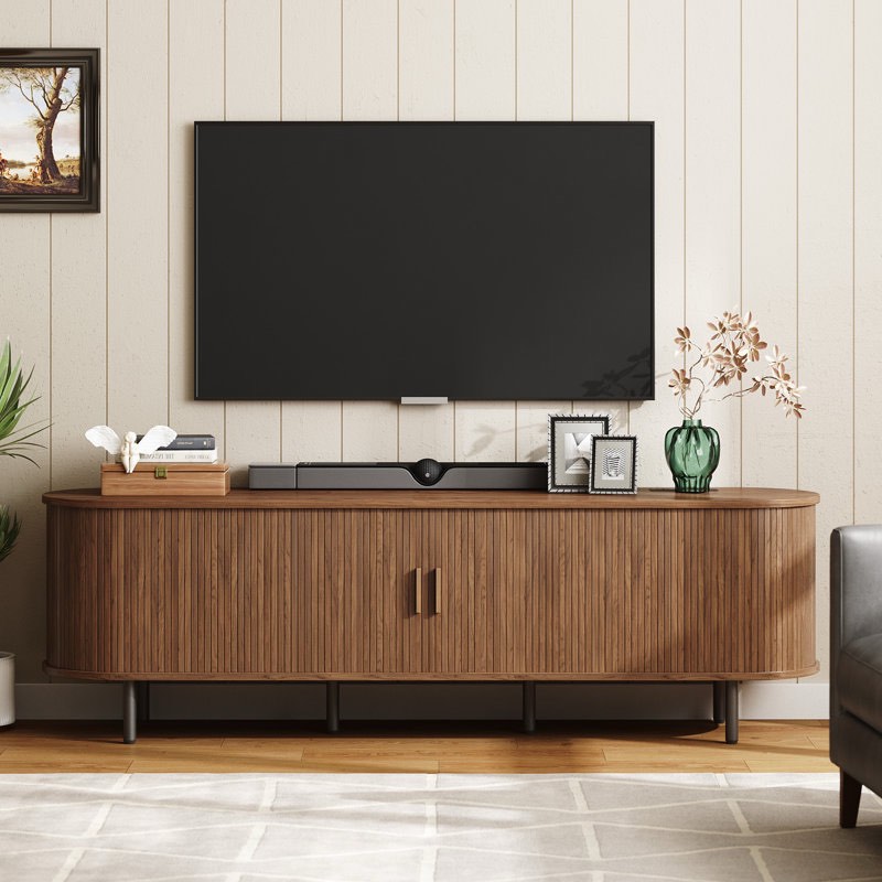 tv stand with storage and shelves designed to fit 55""-80" tvs