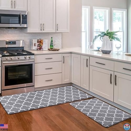 2-piece anti-fatigue kitchen mat set - cushioned, waterproof non-slip rugs