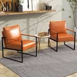 achilina 24.6'' wide vintage soft vegan leather arm accent chair with removable backrest
