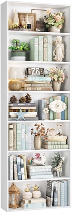 white wooden shelves