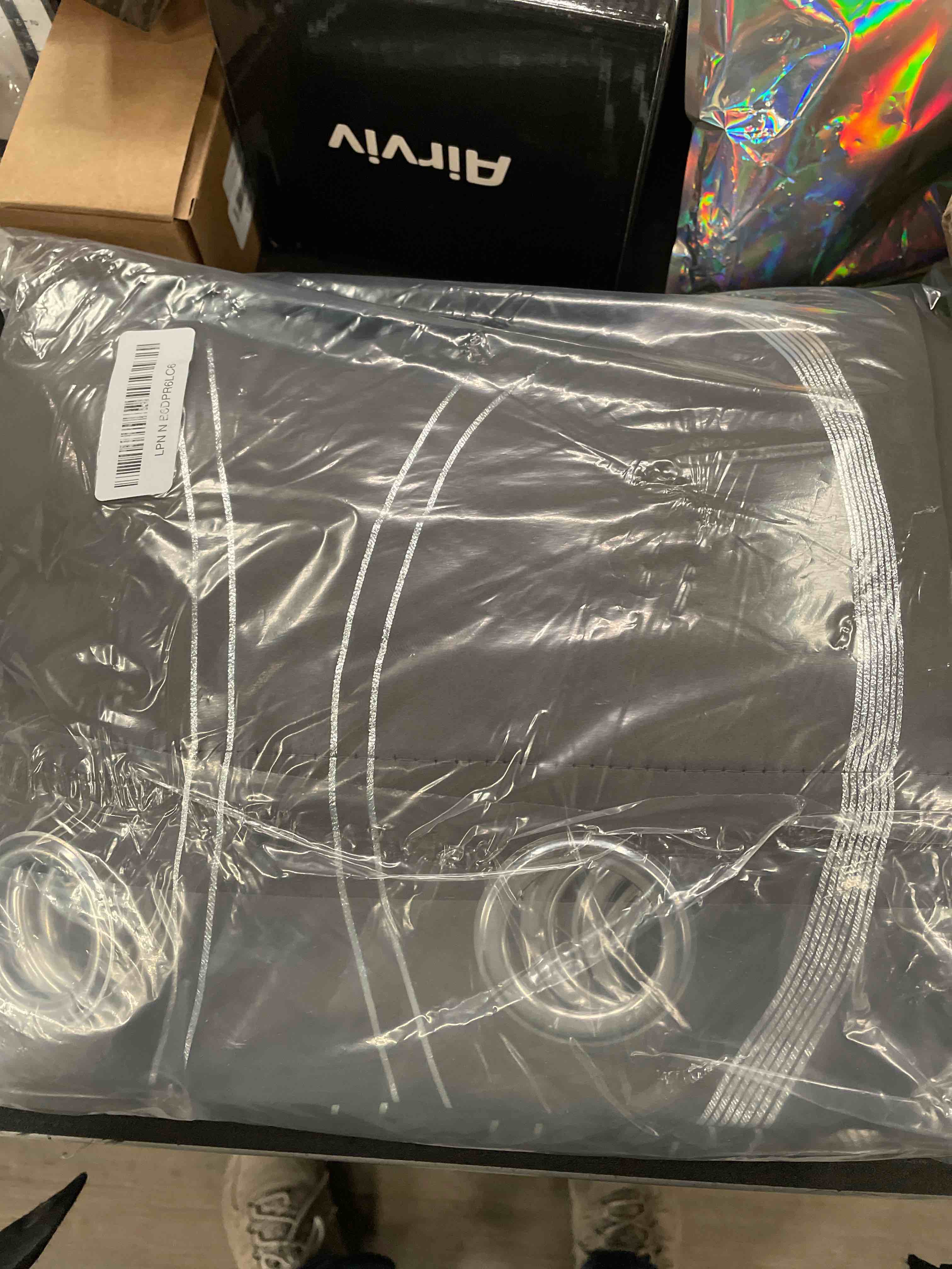 Condition photo showing Good Condition for NICETOWN Grey Blackout Floral Pattern Curtains for Living Room 84 inch Long 2 Panels Set, Noise Reducing Thermal Insulated Wave Line Foil Print Bedroom Drapes for Patio Sliding Glass Door (52 x 84) 1 - Grey 52"W x 84"L (Pack of 2)