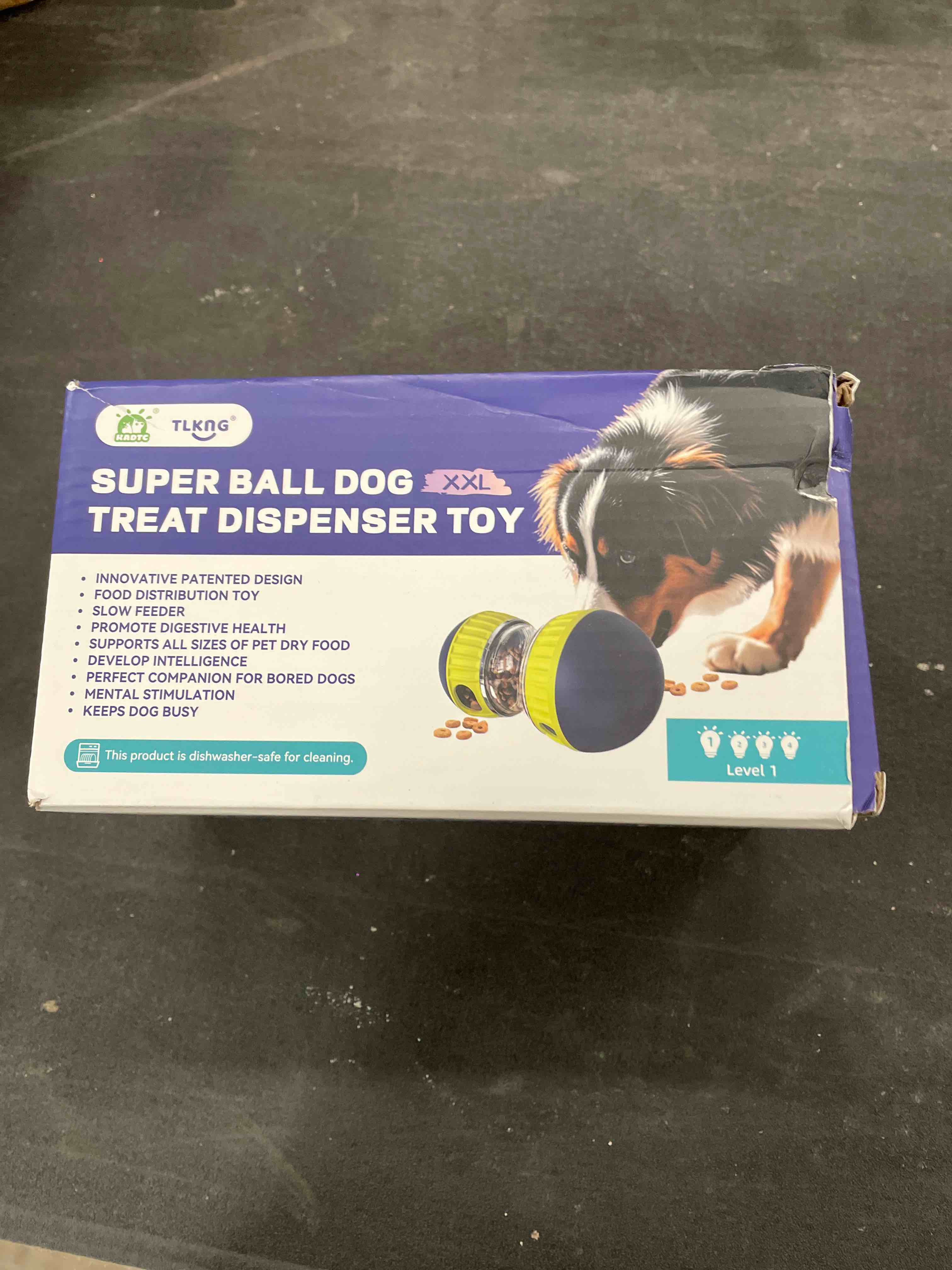 Condition photo showing Good Condition for TLKNG Extra-Large Size Dog Enrichment Toy for Medium/Large Aggressive Chewer Breed Dogs Treat Dispenser Ball & Food Dispensing Toys & Puzzles Slow Feeder & Mental Stimulation,Ultimate Boredom Buster Blue Extra Large