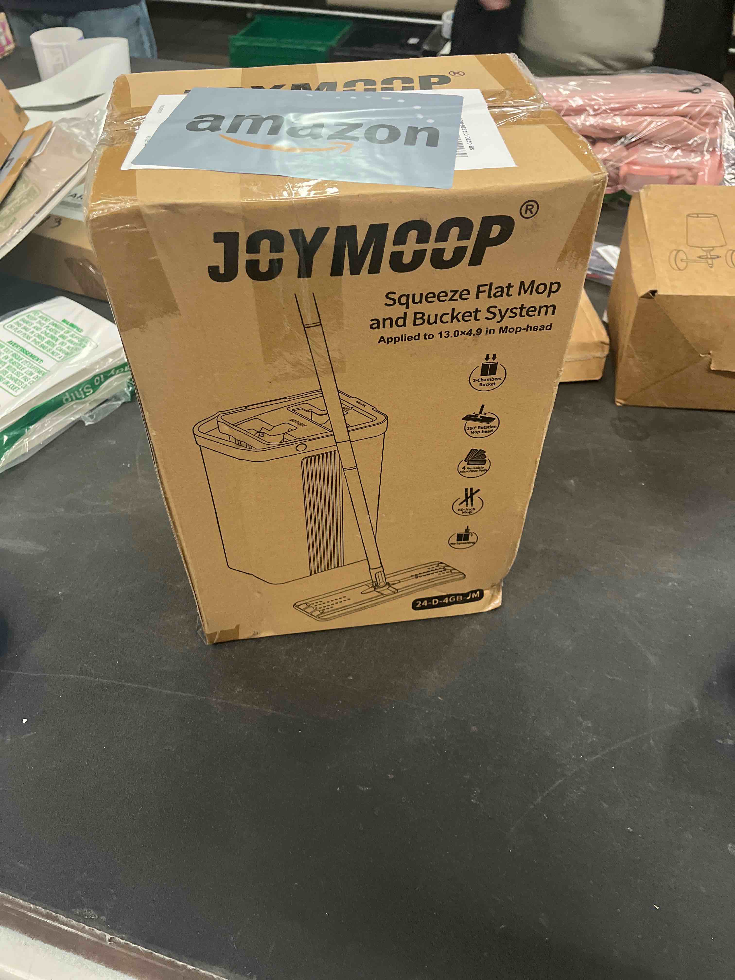Condition photo showing Good Condition for JOYMOOP Mop and Bucket Set with Wringer, Flat Mops for Floor Cleaning, Wall Mop Cleaner with Long Handle, Hardwood Floor Mop with 4 Microfiber Pads