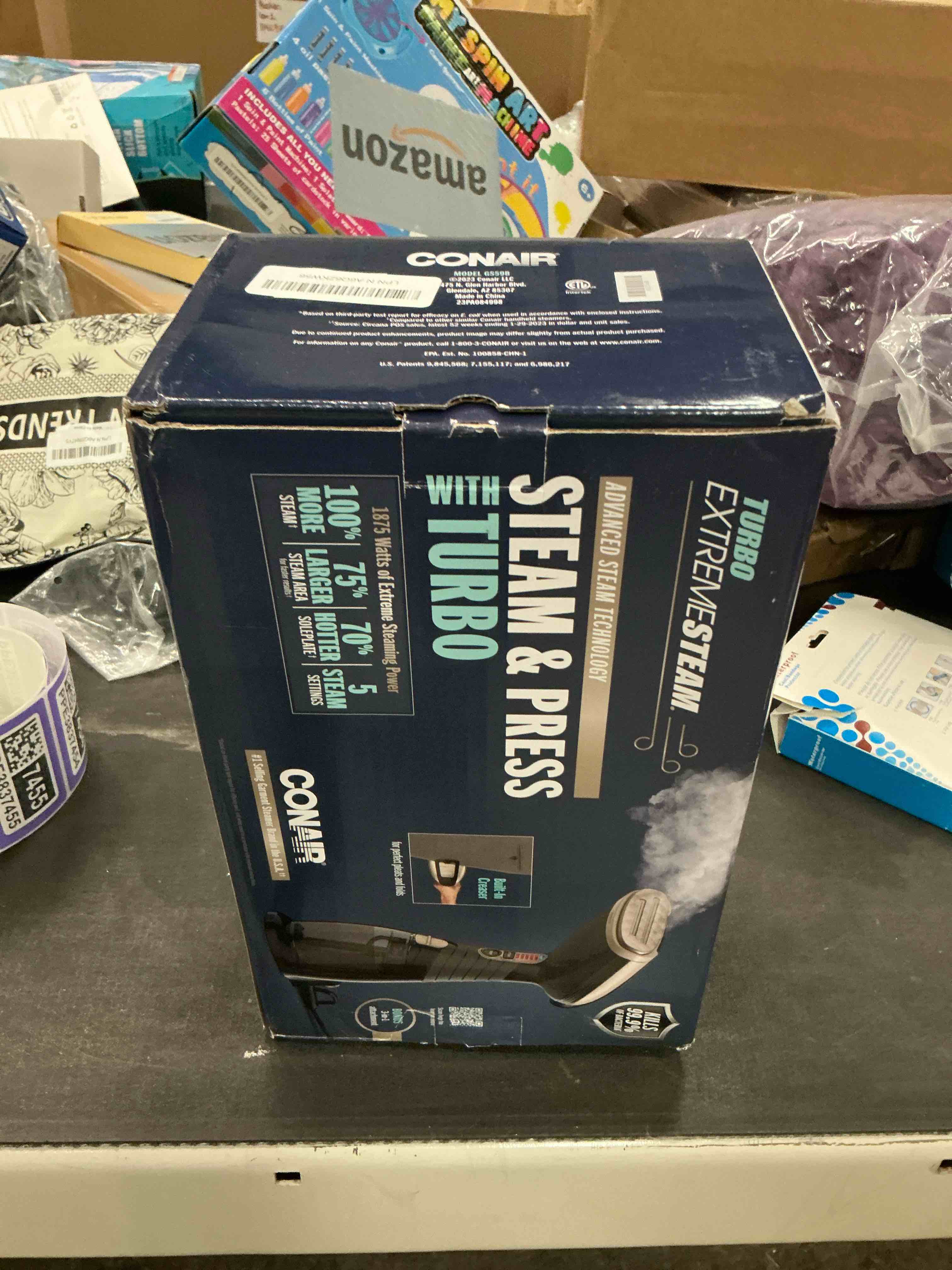 Condition photo showing Good Condition for Conair Handheld Garment Steamer for Clothes, Turbo ExtremeSteam 1875W Fabric Steamer, Portable Handheld Design, Strong Penetrating Steam, Amazon Exclusive, Black