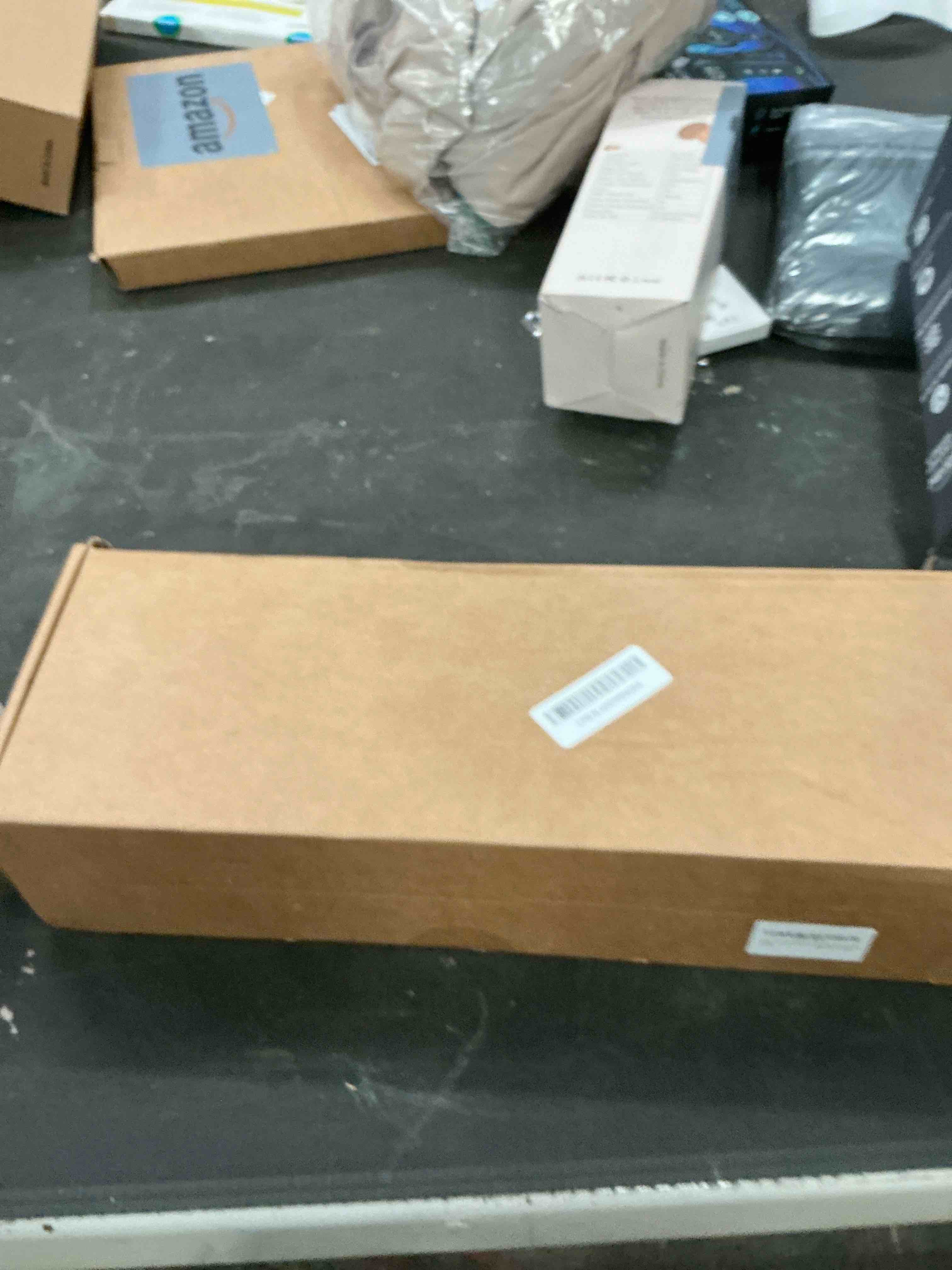 Condition photo showing Good Condition for Large Towel Rack & Bathroom Towel Holder - Wall Mounted Metal Rack with Wooden Floating Shelf, Small Bathroom Towel Storage, Easy Holds 6 Large Rolled Towels, Black with Brown Plank Black With Brown Plank XL (31")