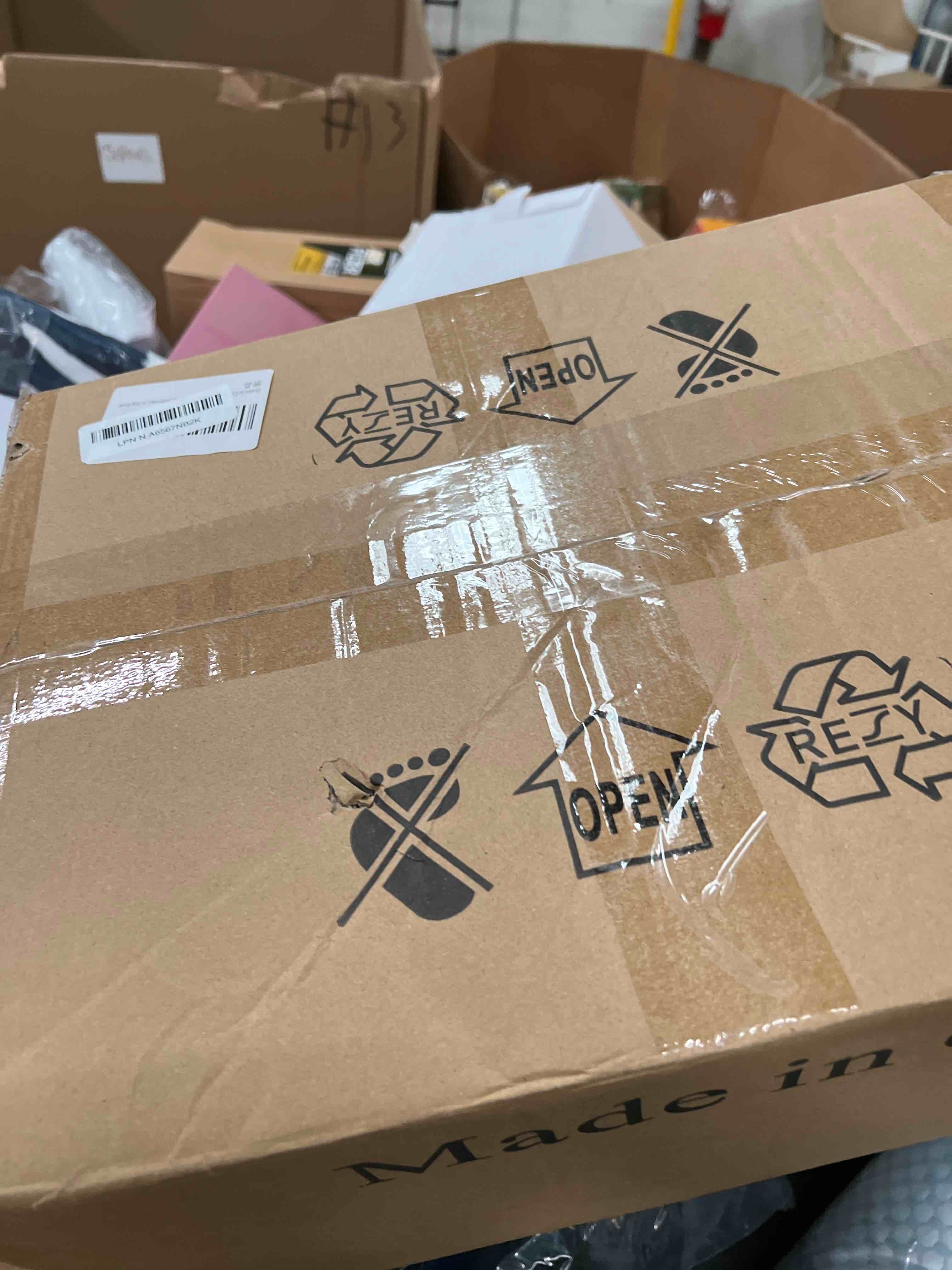 Condition photo showing Good Condition for Brass Gold Chandelier with White Fabric Shades, 6 Light Transitional Dining Room Chandelier Light Fixture over Table, 34" Large Traditional Modern Chandeliers for Dining Room Bedroom Living Room