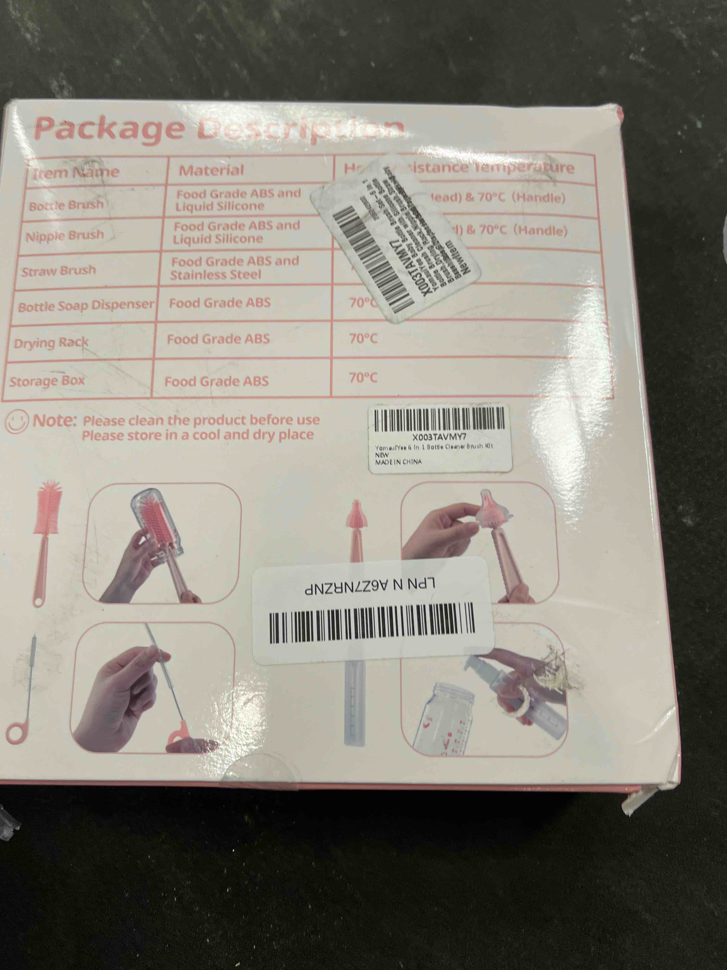 Condition photo showing Good Condition for YomauiYee Baby Bottle Brush Set-6 in 1 Bottle Brush Cleaner with Silicone Bottle Brush,Drying Rack,N