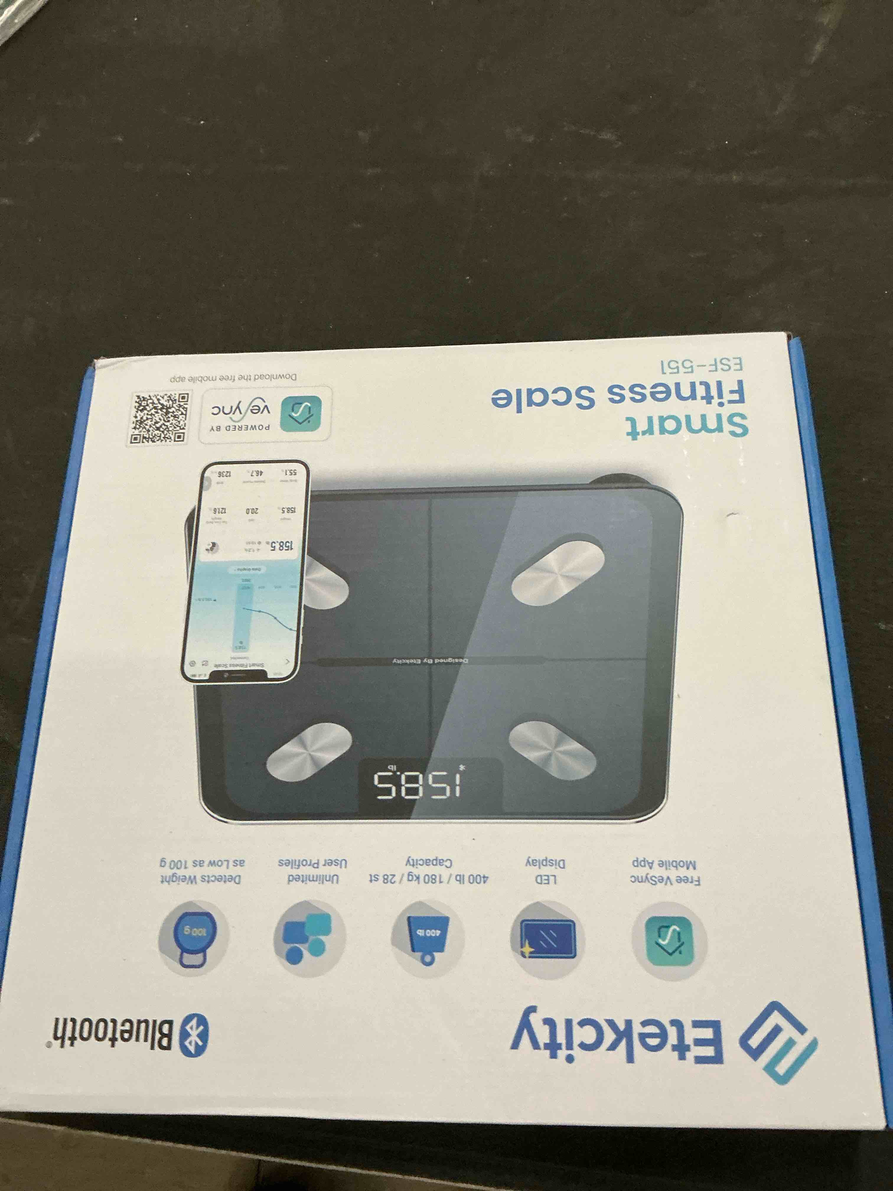 Condition photo showing Good Condition for Etekcity Smart Scale for Body Weight, FSA&HSA Eligible, Bathroom Digital Weighing Scale with BMI, Body Fat, Muscle Mass, Accurate Bluetooth Home User Health Equipment Sync Apps Classic-Black