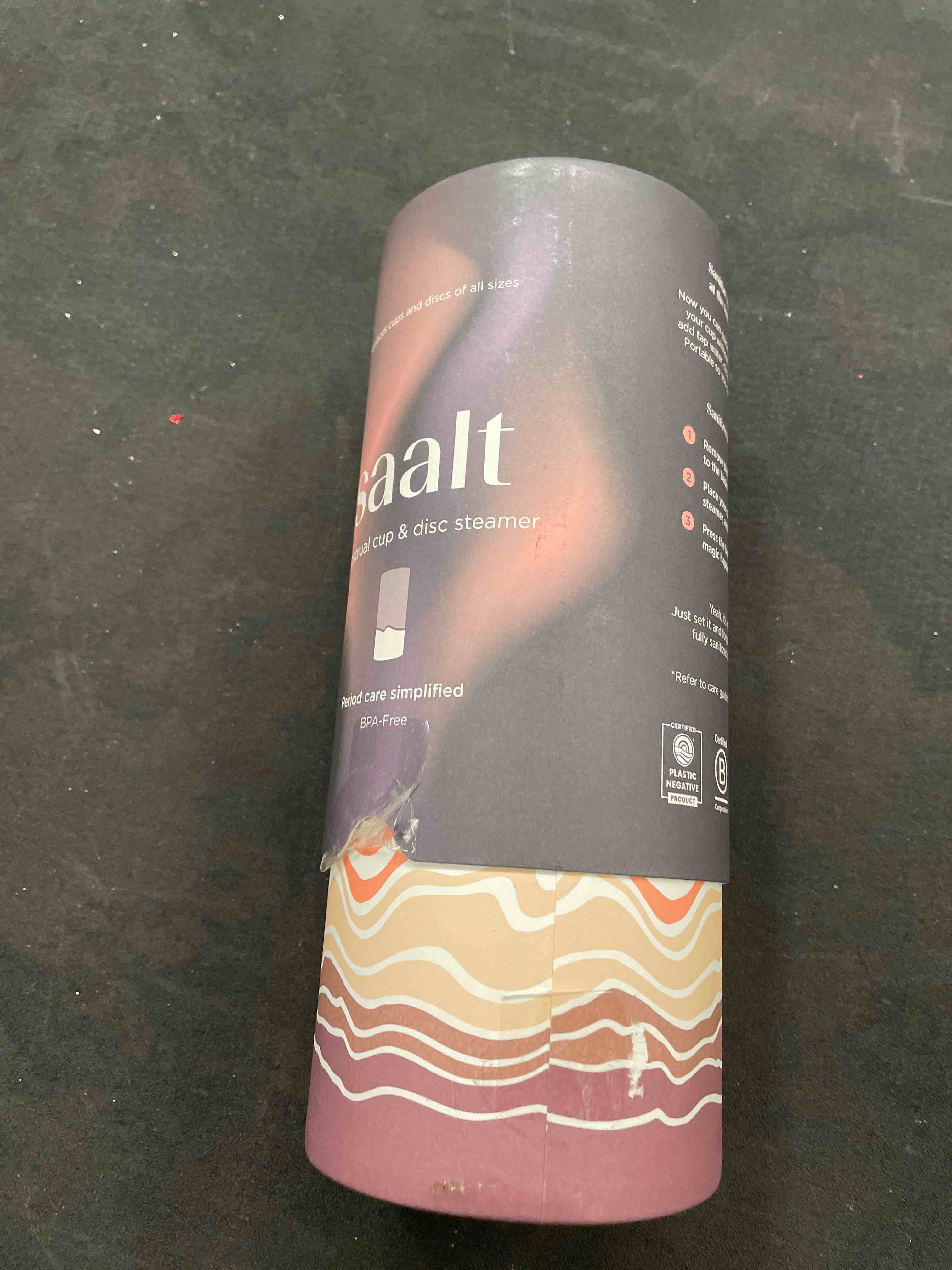 Condition photo showing Good Condition for Saalt Menstrual Cup Steamer - Period Cup & Disc Sanitizer - Hands-Free Steam Sanitizer- No-Boil Design with Removable Power Cord - Compact & Portable - Blue Dusk