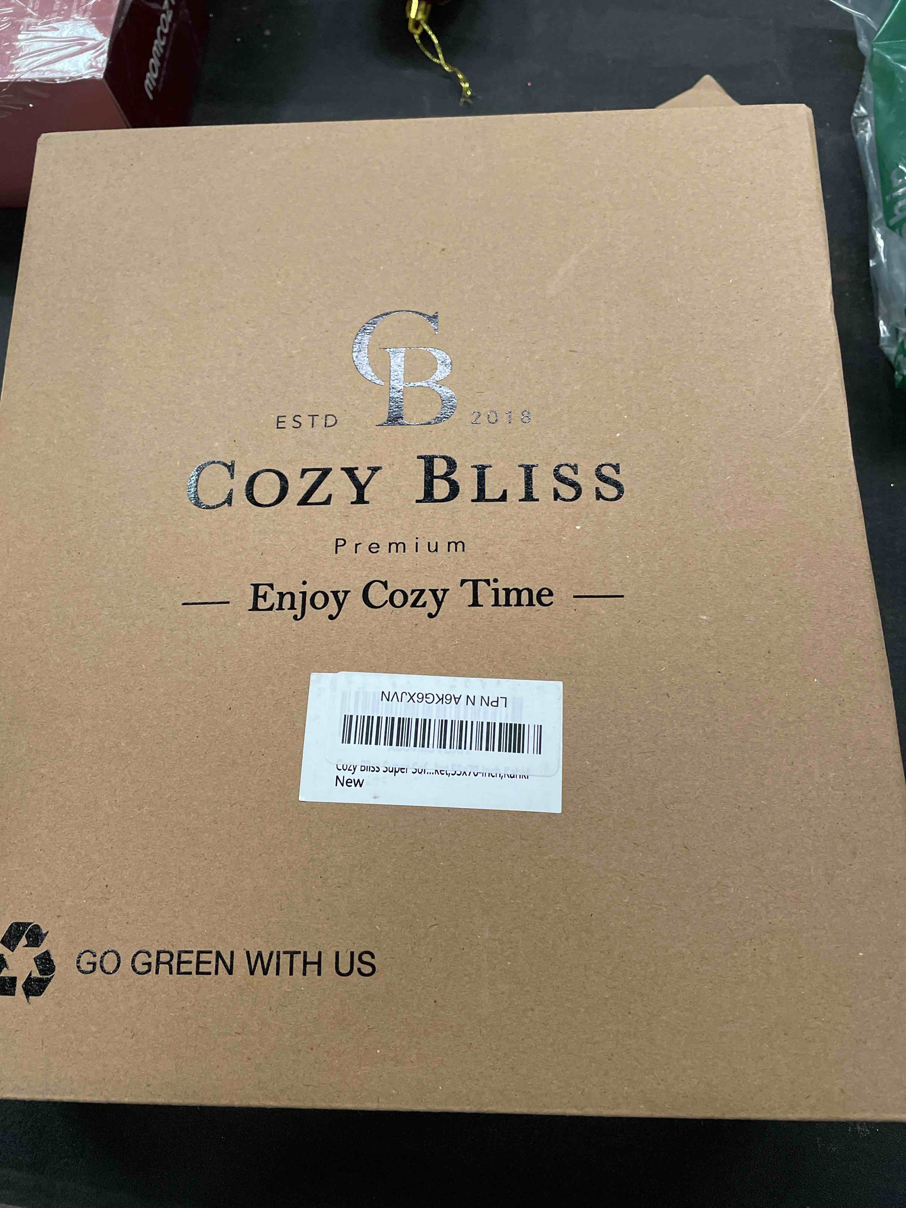 Condition photo showing Good Condition for Cozy Bliss Faux Fur Throw Blanket for Couch, Fuzzy Soft Plush Thick Warm Fluffy Reversible Wave Textured Blanket for Sofa Bedroom Living Room, 55 * 70 Inches Kahki Kahki Throw(55" x 70")