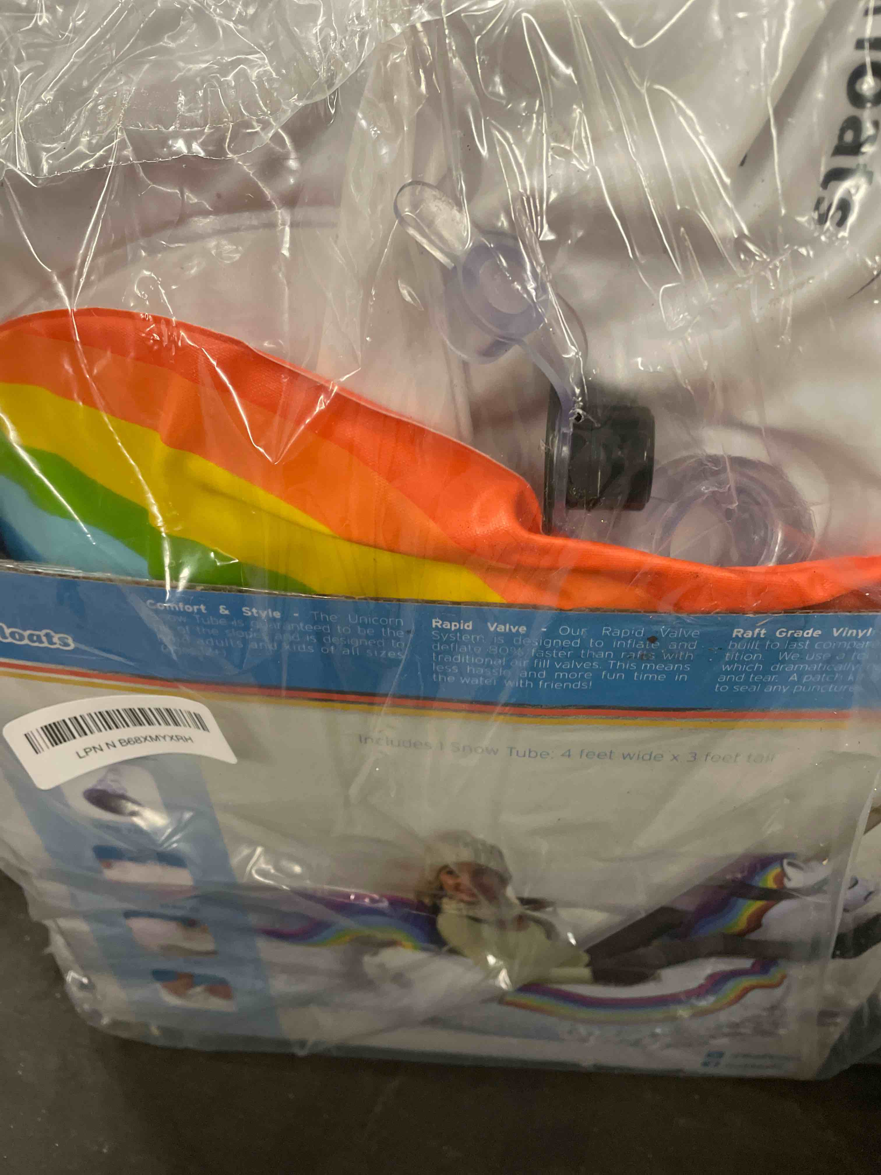 Condition photo showing Good Condition for GoFloats Winter Snow Tubes - Choose from Unicorn, Disney's Frozen, Ice Dragon, Polar Bear, Penguin, Flamingo - Inflatable Sled for Kids and Adults 44 Inch Unicorn