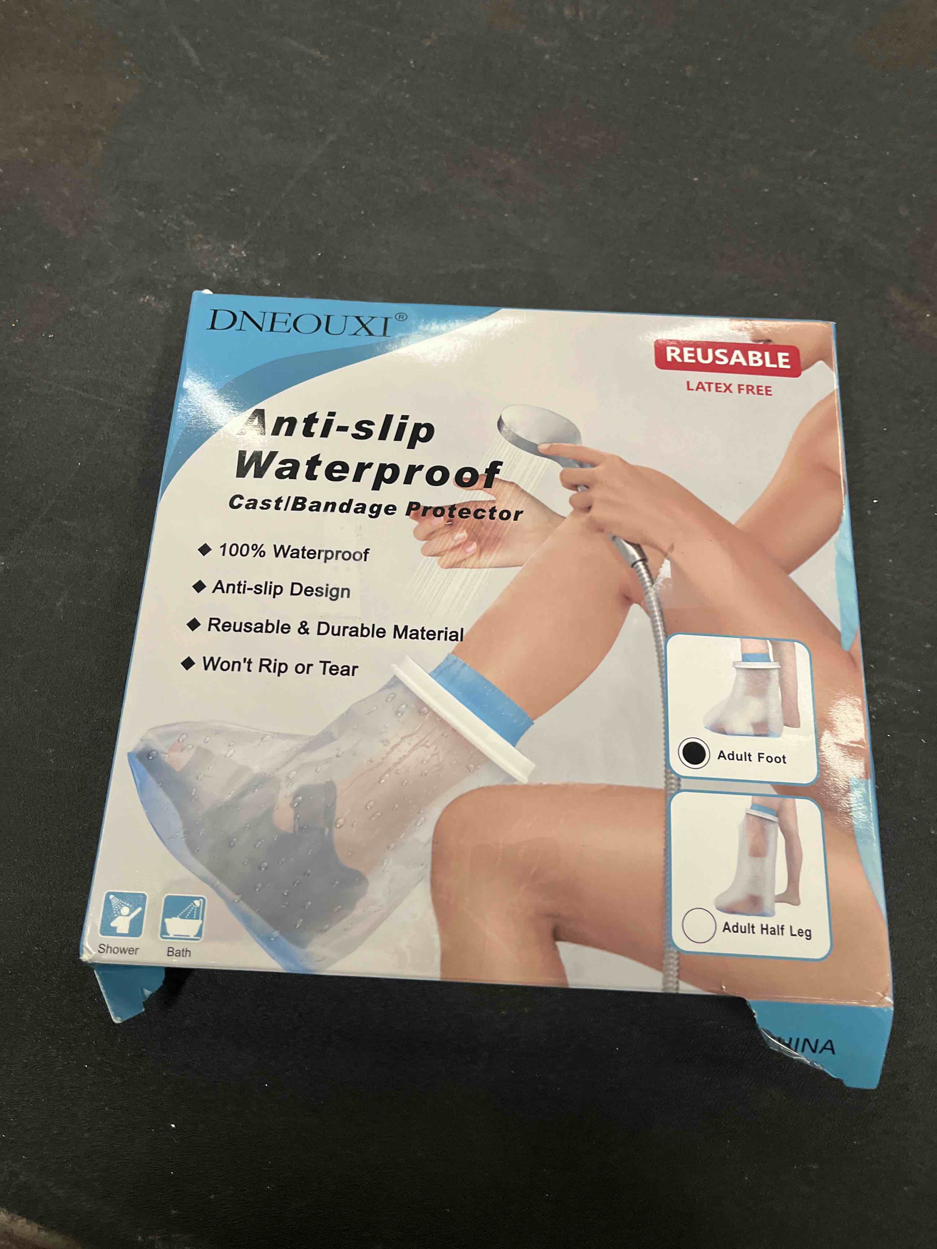 Condition photo showing Good Condition for Waterproof Foot Cover for Shower Adult, Foot Cast Covers with Non-Slip Padding Bottom, Watertight Ankle Foot Cast Protector for Surgery Bandage Dressing Wound, Reusable
