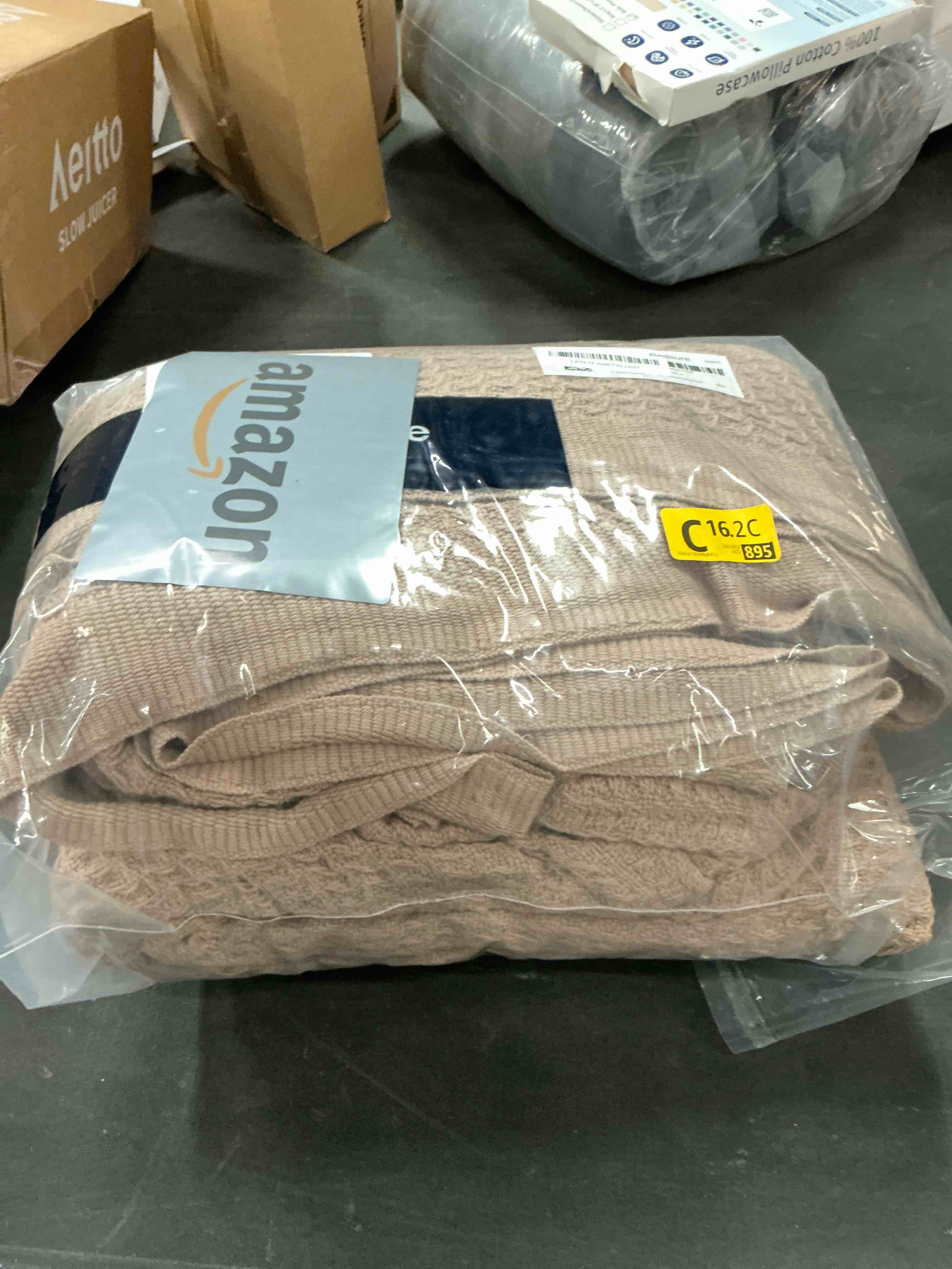 Condition photo showing Good Condition for Bedsure Gentlesoft 100% Cotton Blanket King Size for Bed - Breathable and Soft, Thick Cozy Waffle Weave Christmas Blanket Gift for Women, Light Brown, 104x90 inches 02 - Light Brown King (104" x 90")