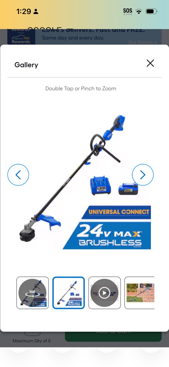 kobalt 24-volt 15-in split shaft attachment capable battery string trimmer 4.0 ah
