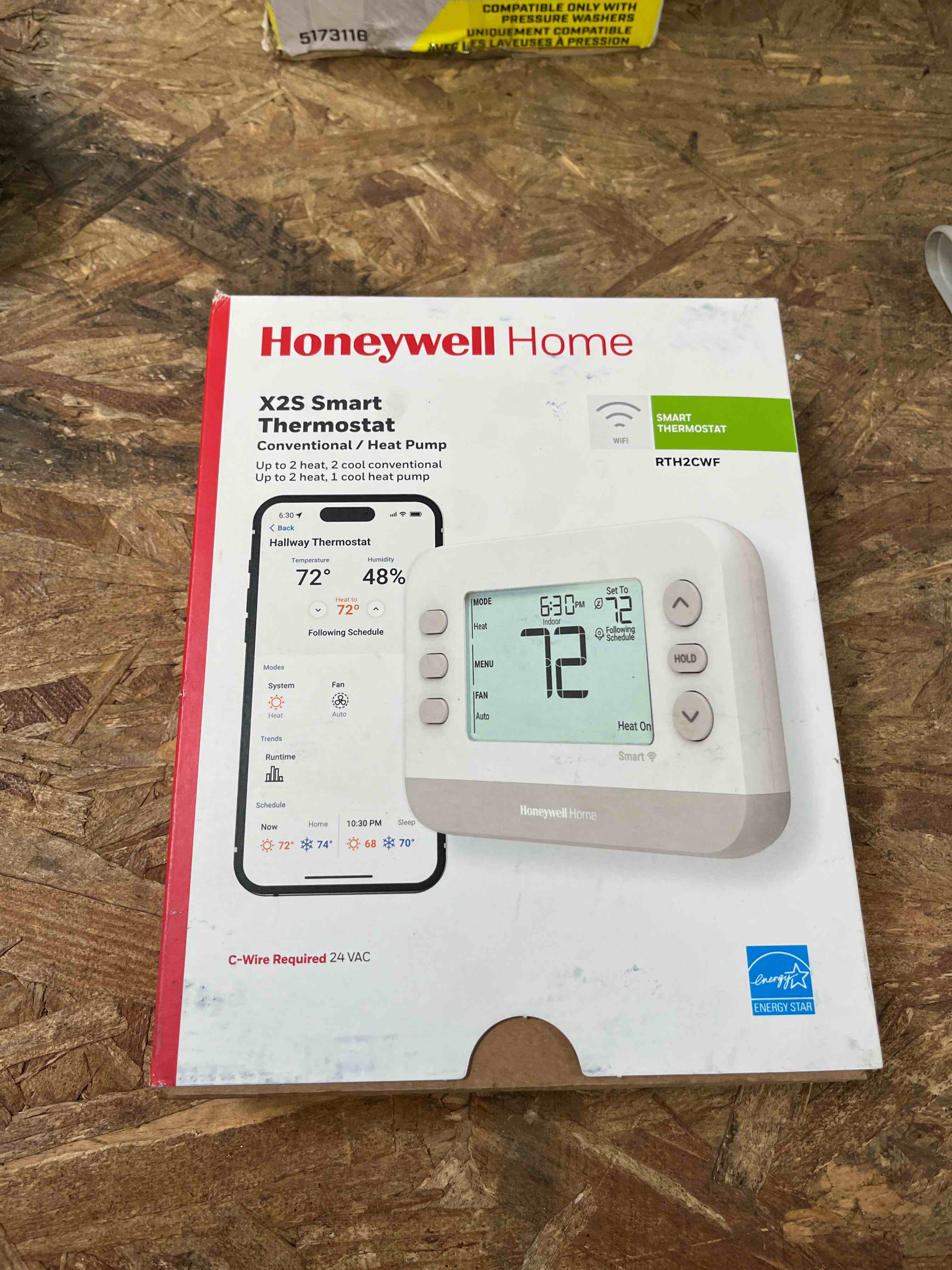 Condition photo showing Good Condition for new! honeywell home smart thermostat, conventional/heat pump compatibility, wifi thermostat for home, x2s, gray