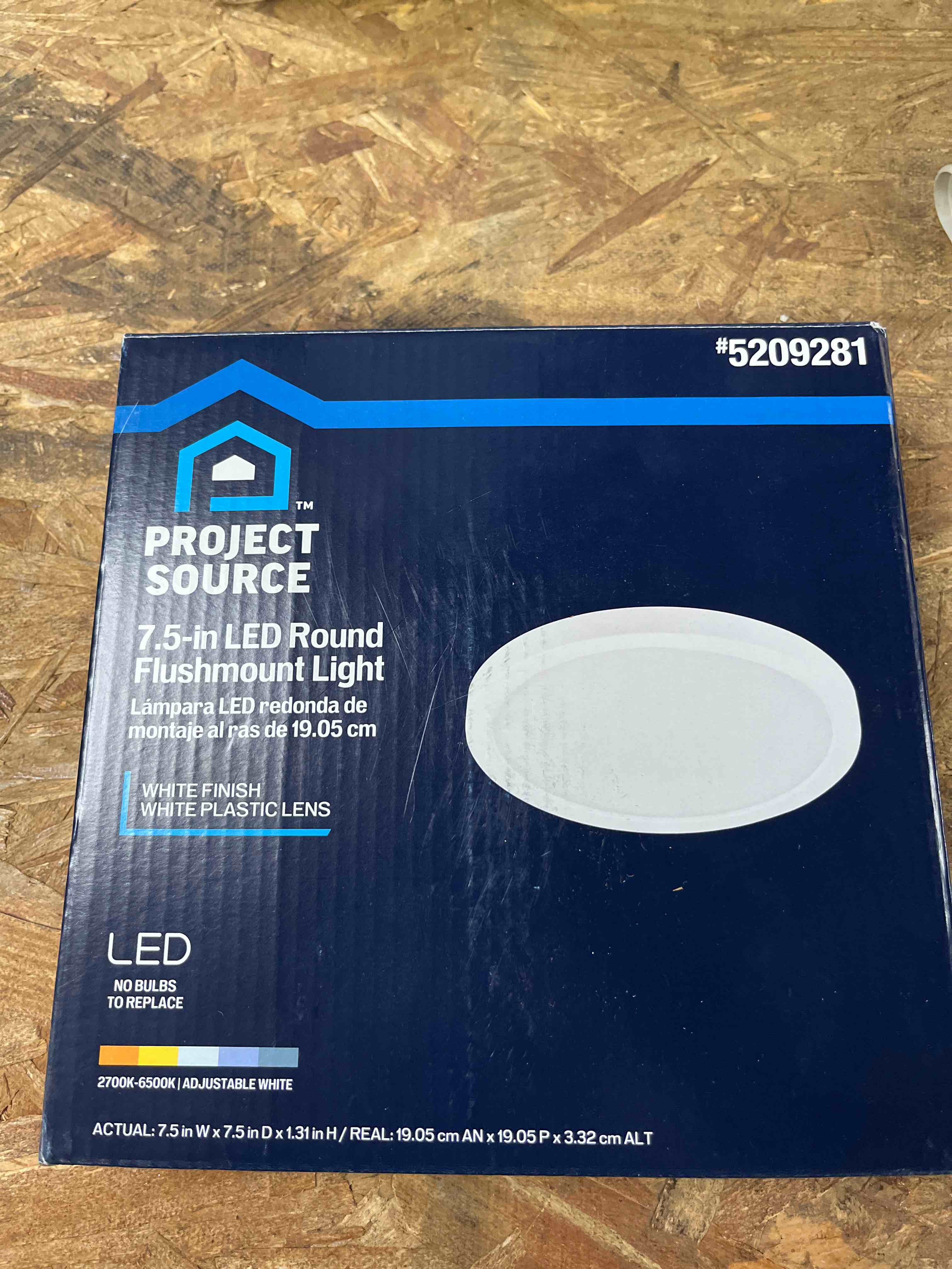project source 7.5-in white indoor 1 -light led tunable white flush mount light with plastic
