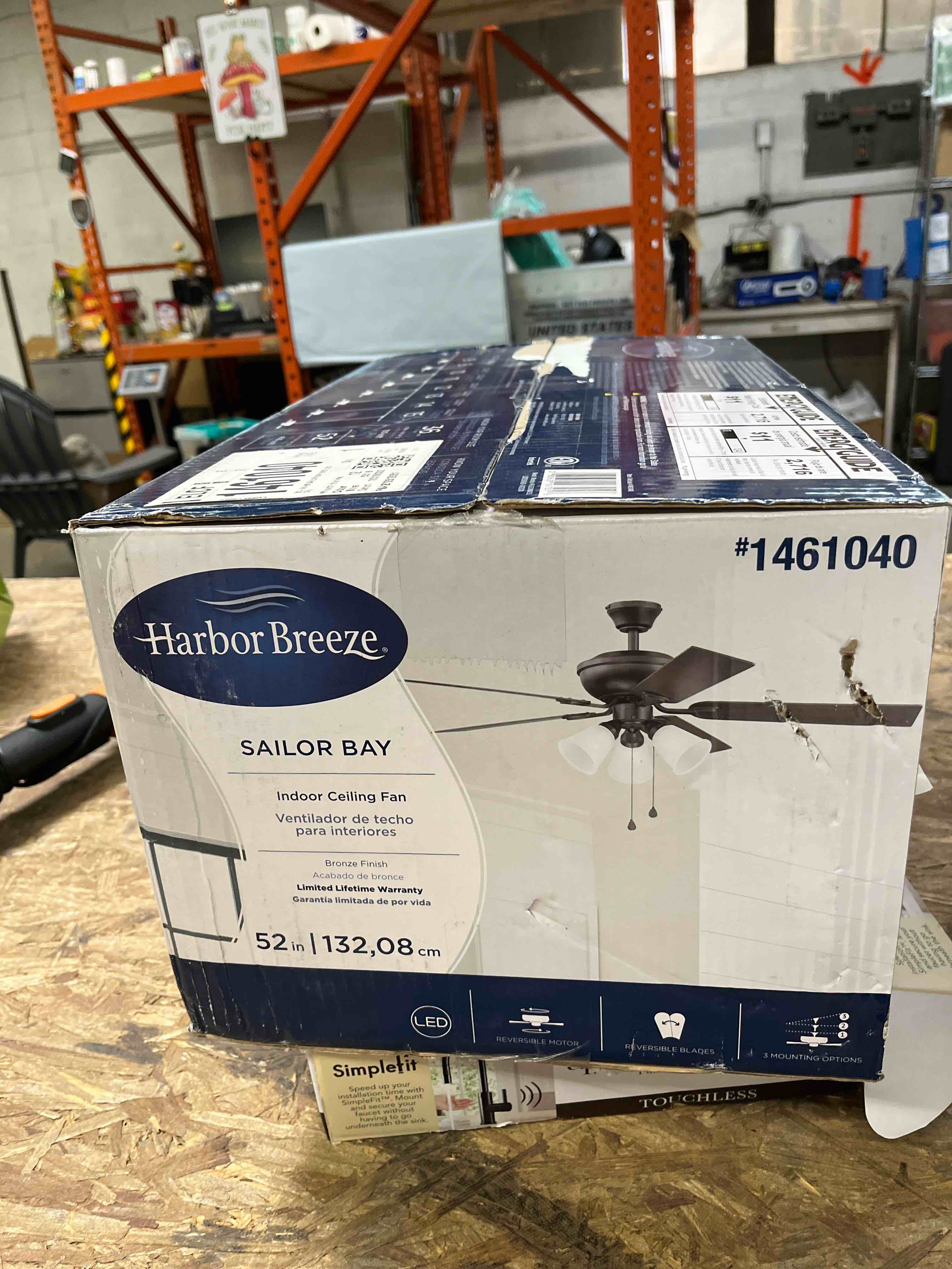 harbor breeze sailor bay 52-in dark bronze with sable/auburn blades downrod or flush mount ceiling fan with light and pull chain included 5 -bladepp