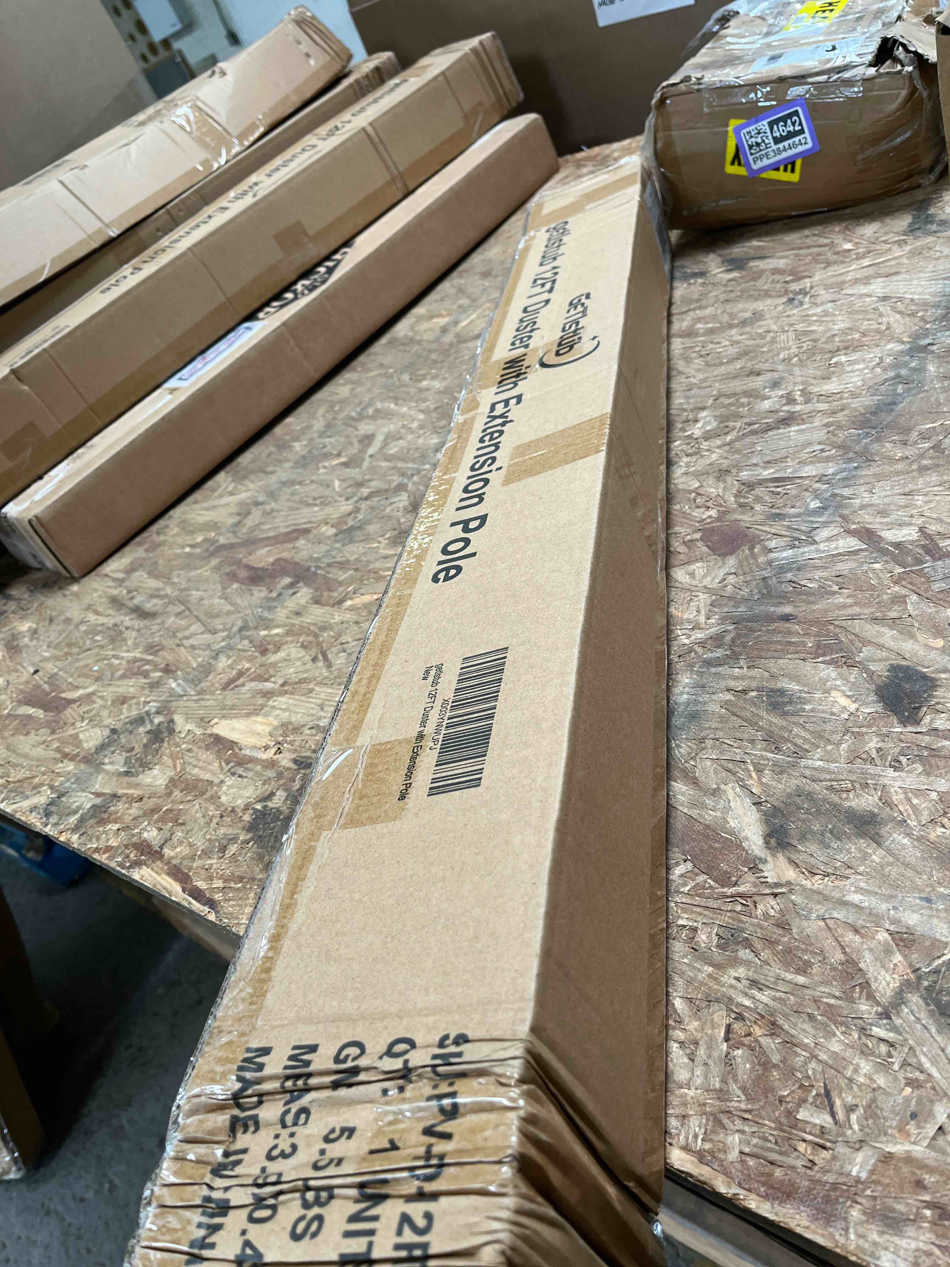 Condition photo showing Good Condition for 5-12 ft extension pole with 2 outdoor cobweb brushes, 20 ft high reach ceiling fan cleaner duster for home, 12 ft extendable pole with 4 pcs dusting tools, cubweb dusters, feather dusters, fan duster 12ft