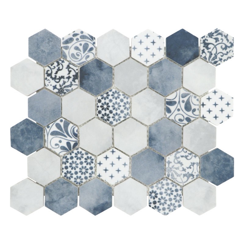 11.7" x 10.2" Recycled Glass Honeycomb Wall & Floor Tile