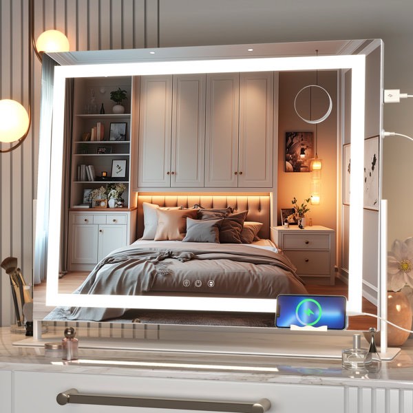 Dacee Rectangle LED Mirror, Touch Control Stepless 3 Colours Temperature \u0026 Dimmable Light with 3-Year Warranty