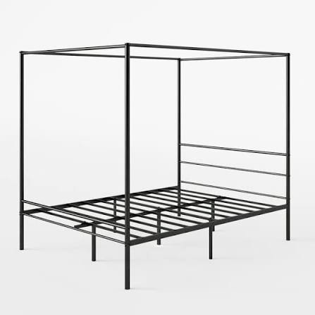 zinus seguro metal canopy platform bed frame, black, King