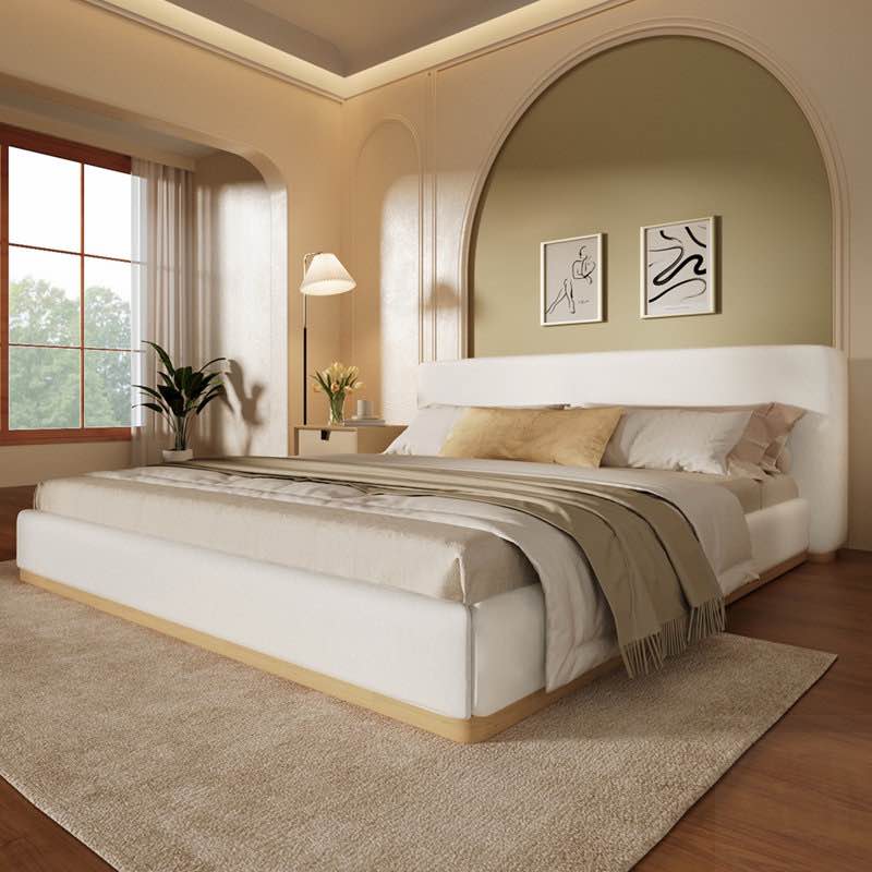Soft And Comfortable Upholstered Bed. Luxurious And Cozy Bedroom Centerpiece