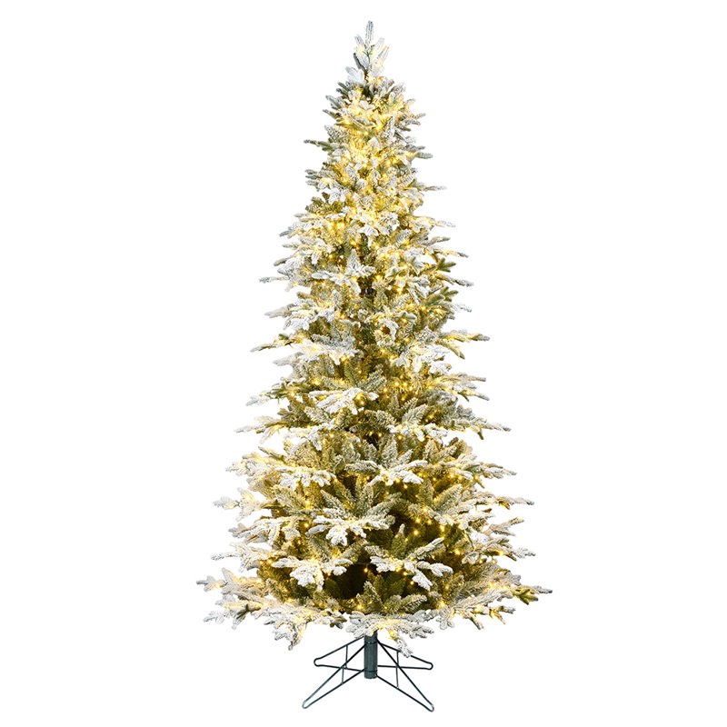 The Holiday Aisle® 10\u0027\u0027 X 63" Flocked Kamas Fraser Artificial Christmas Tree, Warm White Low Voltage 3MM LED Lights