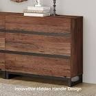 Aadam Modern Wooden Dresser For Bedroom And Storage, 6 Drawers With Adjustable Shelves, Metal Base Chest Of Drawers For Living Room, Hallway, And Entryway