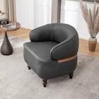 Deschamp Faux Leather Barrel Chair