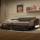 Twin XL To King Extendable Upholstered Daybed With 2 Storage Drawers And LED Light