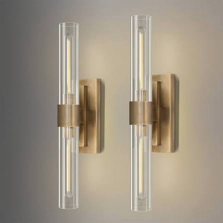 Fabrianna Brass Wall Sconce Light, 22.8\u0027\u0027 Gold Sconces Wall Decor with Clear Glass Shade