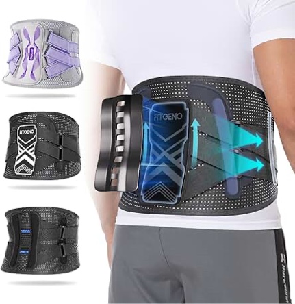 Fit Geno Back Brace for Lower Back Pain Relief: Adjustable Support with Ergonomic Lumbar Pad for Her