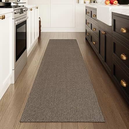 uphome kitchen runner rug, 2x7 washable boho rug runners for hallways non slip, low pile woven cotto