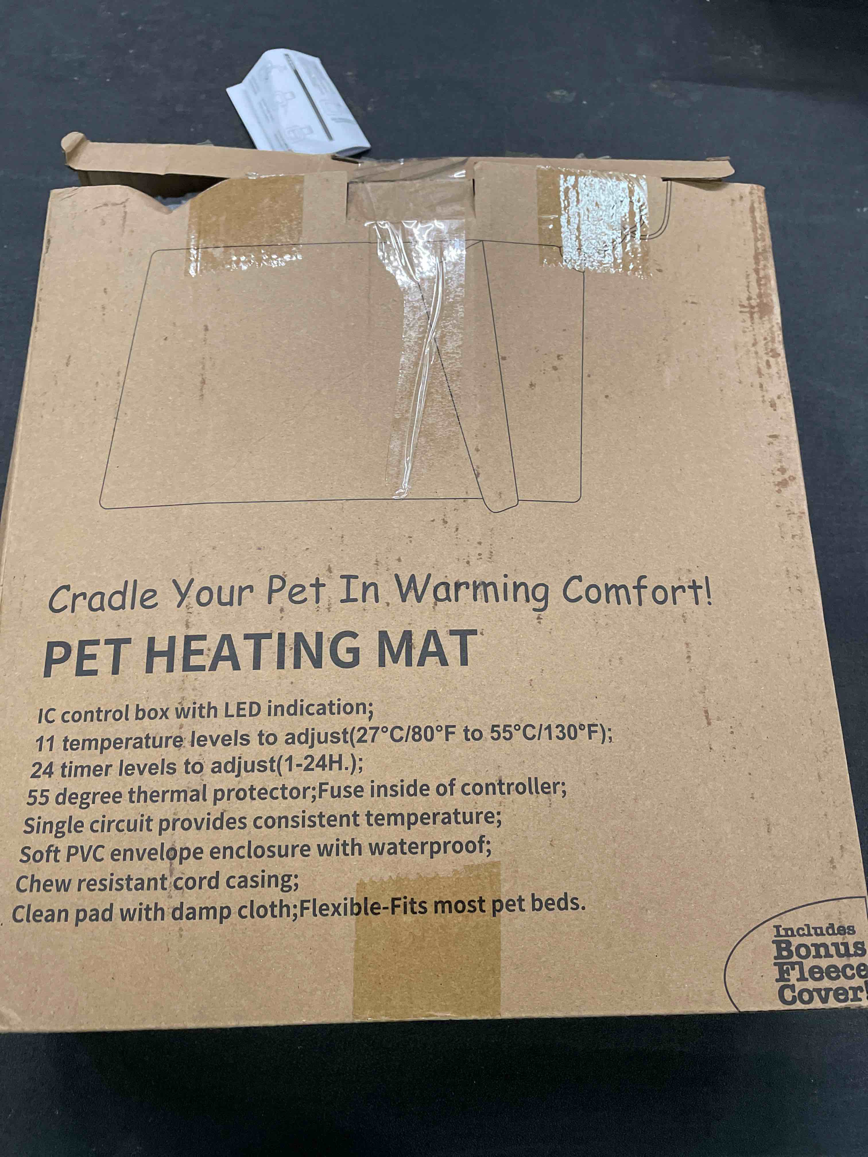 Cat Heating Pad, Waterproof Heated Cat Dog Bed with Adjustable Temperature & Timer, Electric Pet Mat