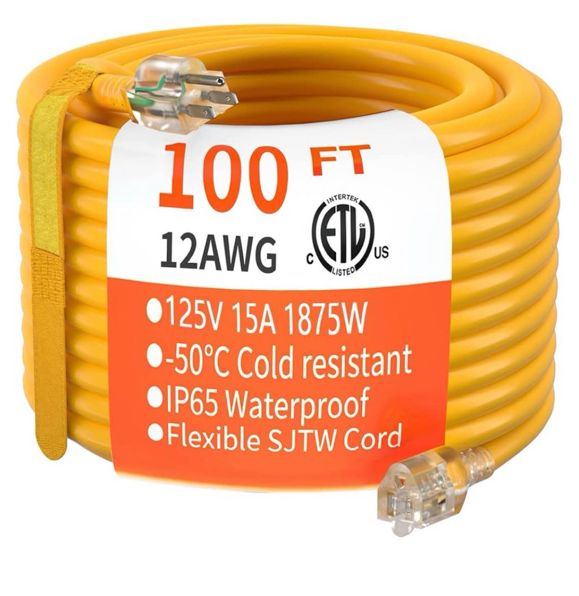 HUANCHAIN 150 ft 14/3 Gauge Heavy Duty Outdoor Extension Cord Waterproof with Lighted, Flexible Cold
