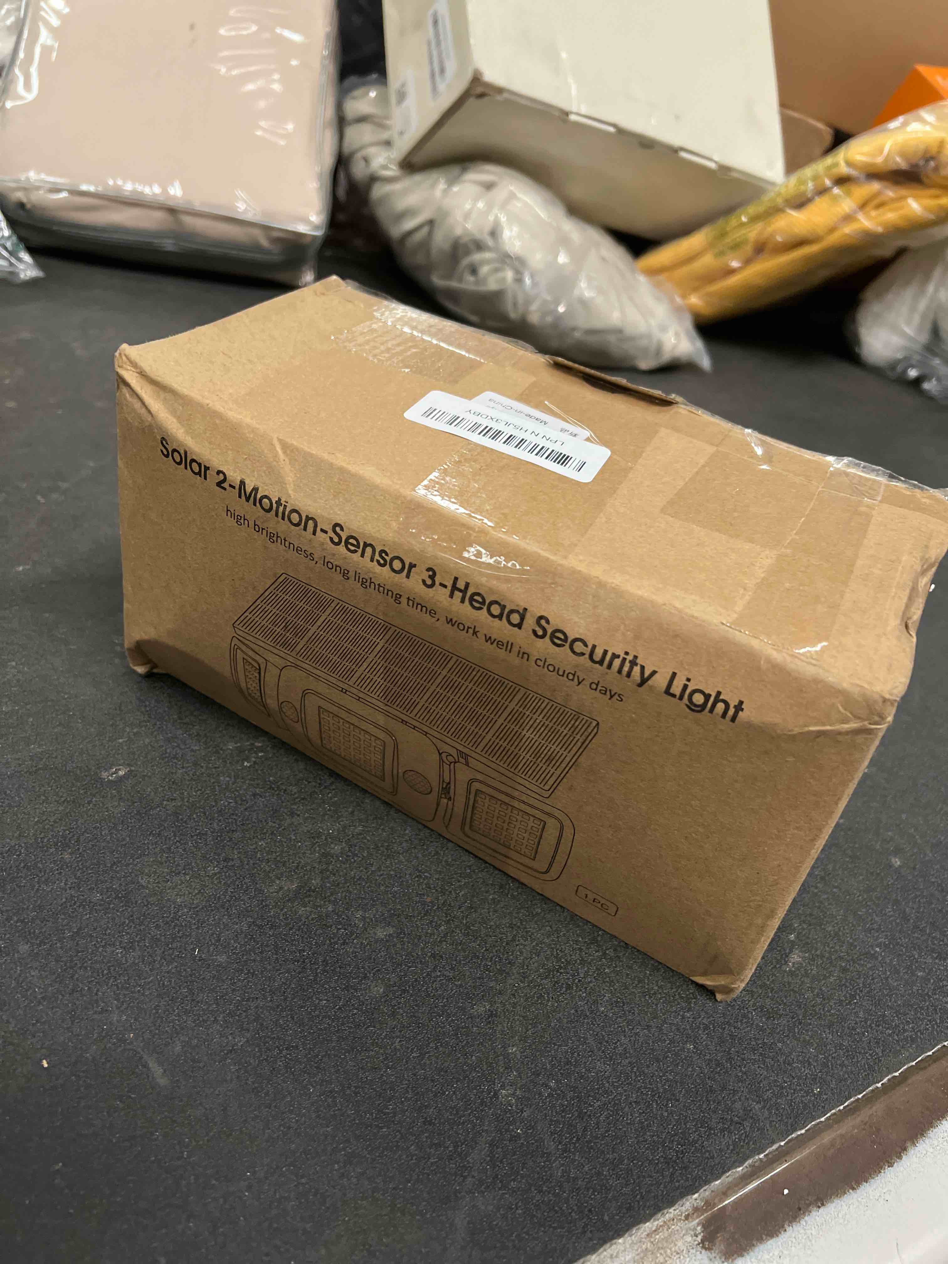 Condition photo showing As Is for intelamp Solar Lights Outdoor, 3 Head Solar Motion Sensor Lights for Outside, IP65 Waterproof Security Flood Lights, Separate Solar Panel with 9.8FT Cable Remote Control Wall Lights