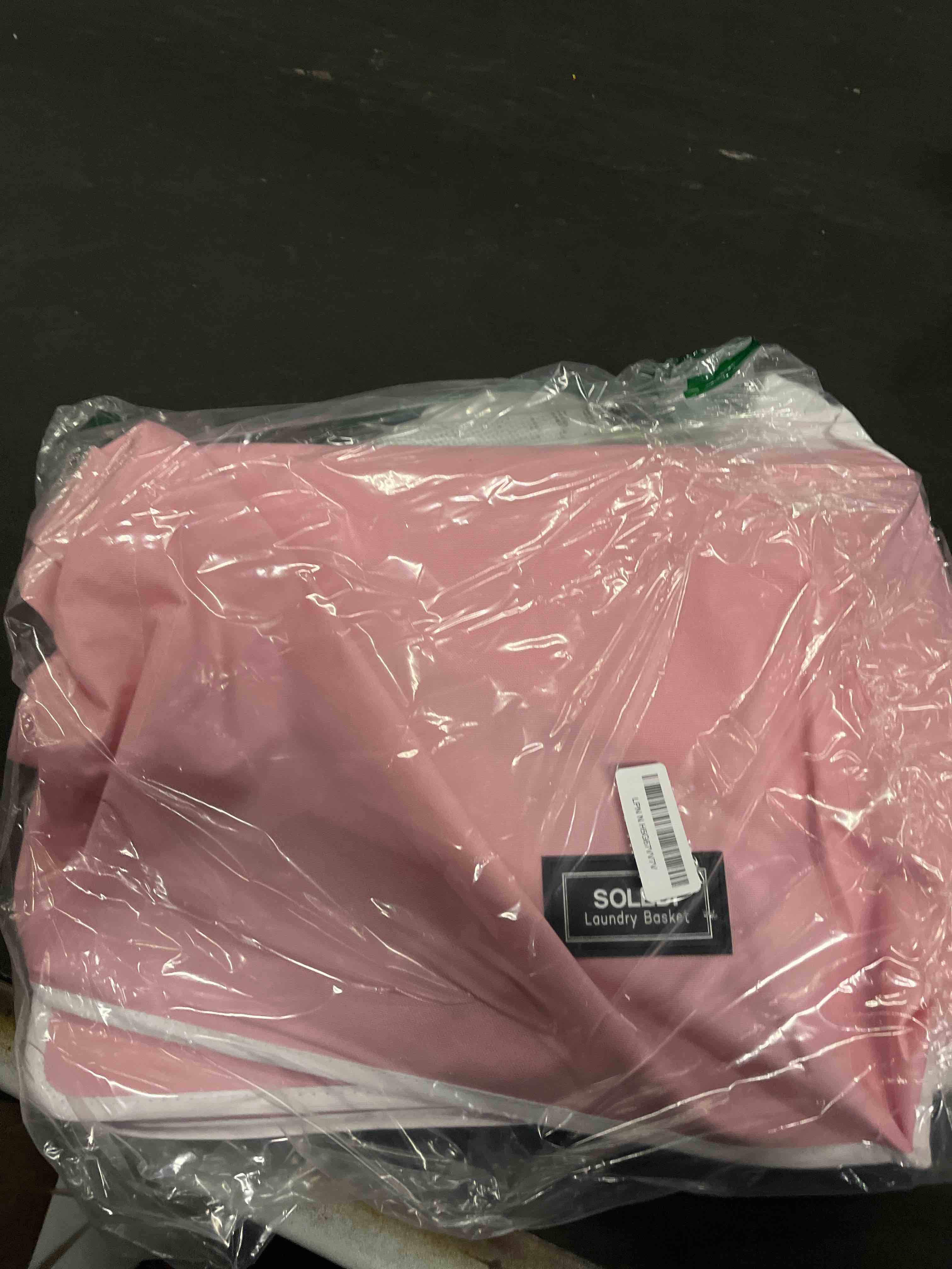 Condition photo showing As Is for SOLEDI Laundry Hamper with Lid 100L Large & Tall Collapsible Laundry Basket, Clothes Hamper with Bag Removable Easy to Carry, Dirty Hampers for Bedroom, Bathroom, Dorm, College, Pink Pink 100L