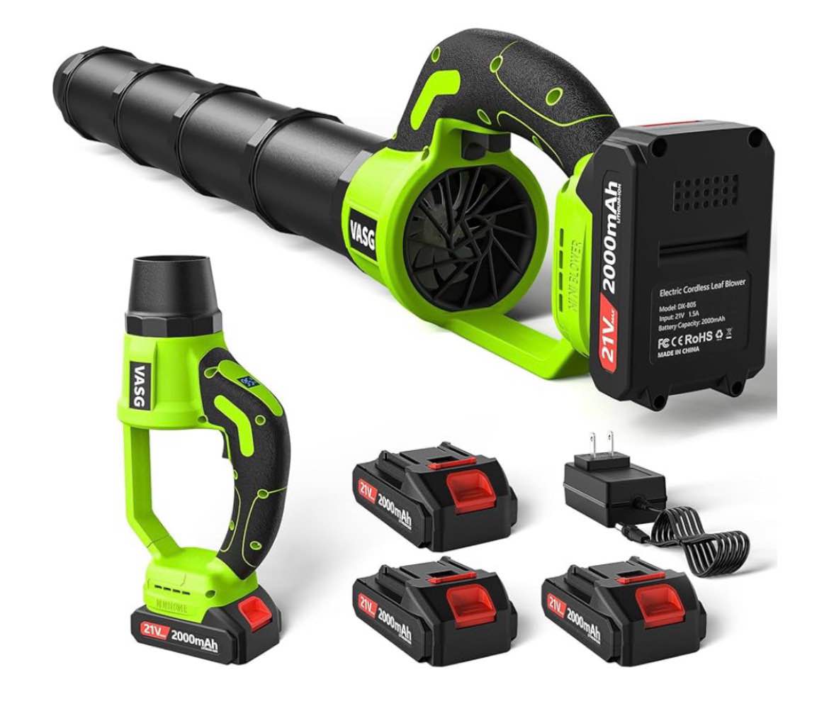 VASG Leaf Blower Cordless – Lightweight Handheld Electric Leaf Blower with Variable Speed, 21V 3×2.0