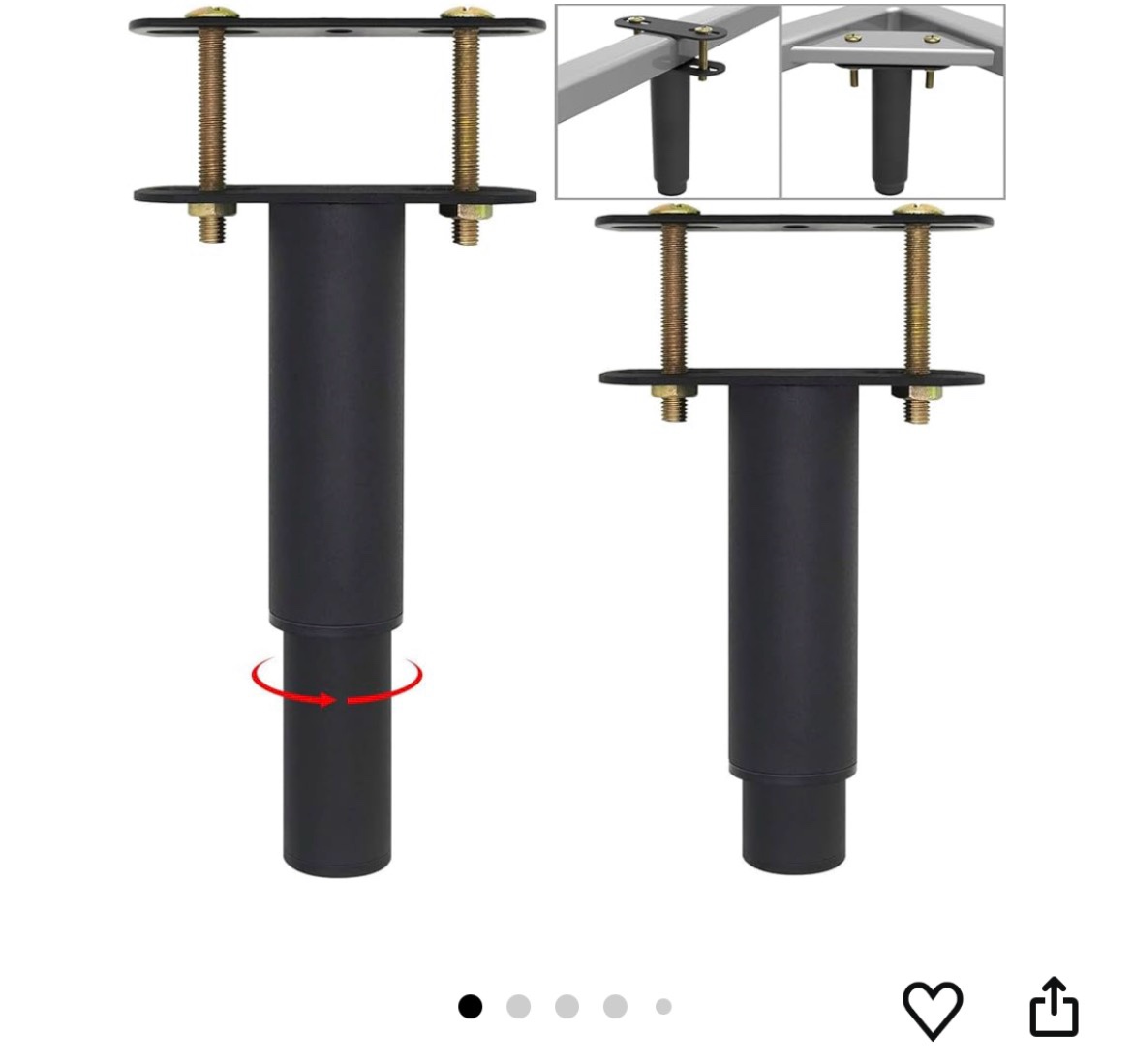 4pcs metal adjustable height center support leg for bed frame, bed support legs for wood slats, unde