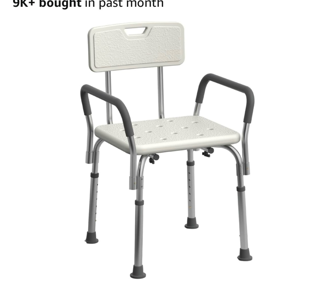 Lemagalu Shower Chair for Elderly and Disabled (450 lbs) Adjustable Height Shower Seat for Inside Sh