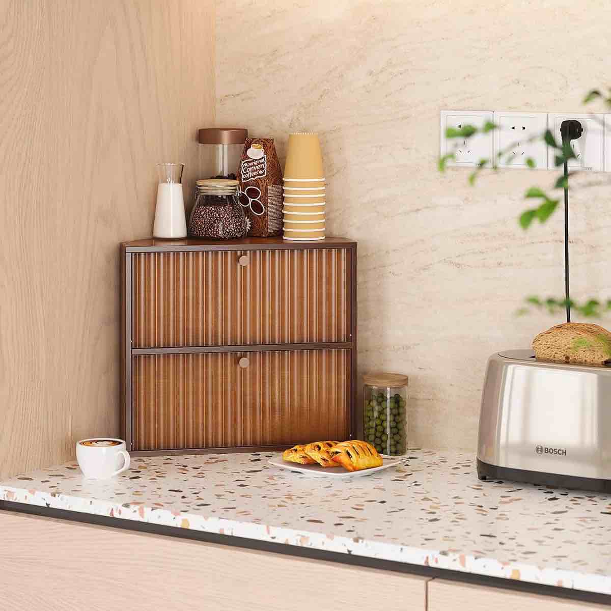 Bamboo Food Storage Container Bread Box For Kitchen Counter