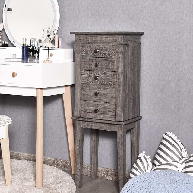 5 Drawer JEWELRY ARMOIRE W / Swing Doors